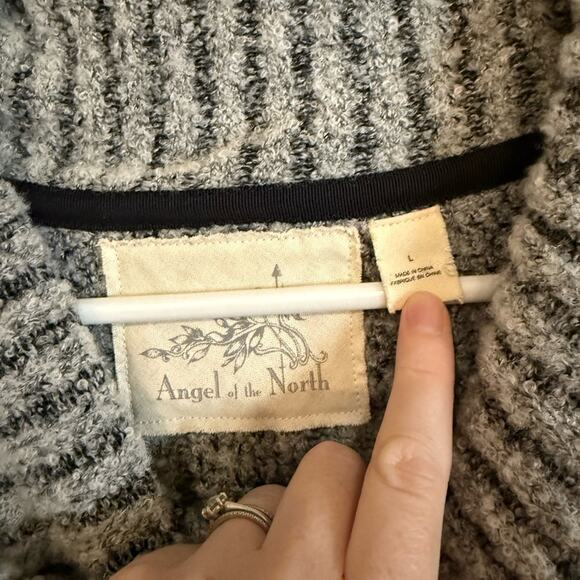 Anthropologie Angel of the North Grey Wool Blend Chunky Knit Cowl Neck Sweater - Picture 5 of 8